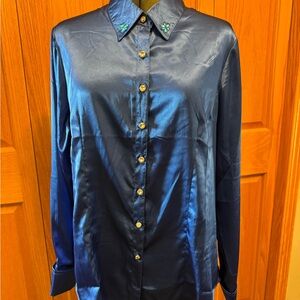 Hendersons Western Store Women’s Royal Blue Satin Shirt